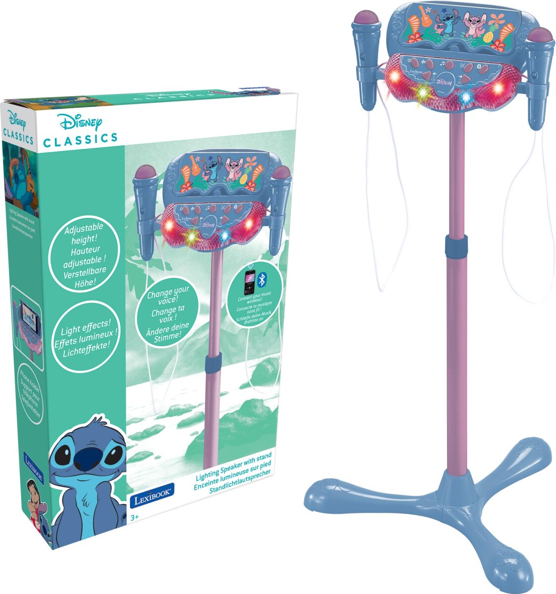 Lexibook - Stitch - Karaoke Mikrofoner Med Stativ - 2 Mikrofoner