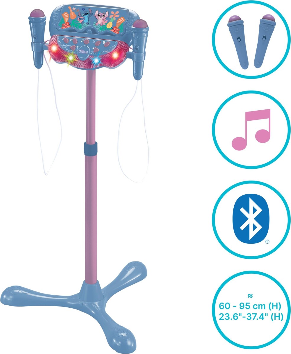 Lexibook - Stitch - Karaoke Mikrofoner Med Stativ - 2 Mikrofoner