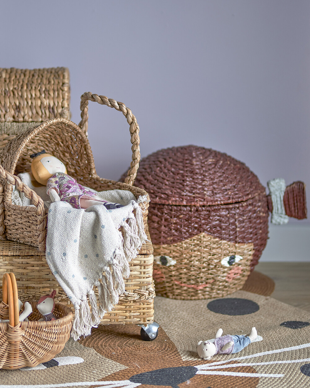 Bloomingville Mini - Cesto con coperchio Tazia