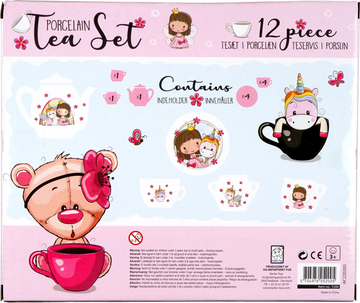 Tesæt I Porcelæn Til Børn - 12 Dele - Lillie Ellie