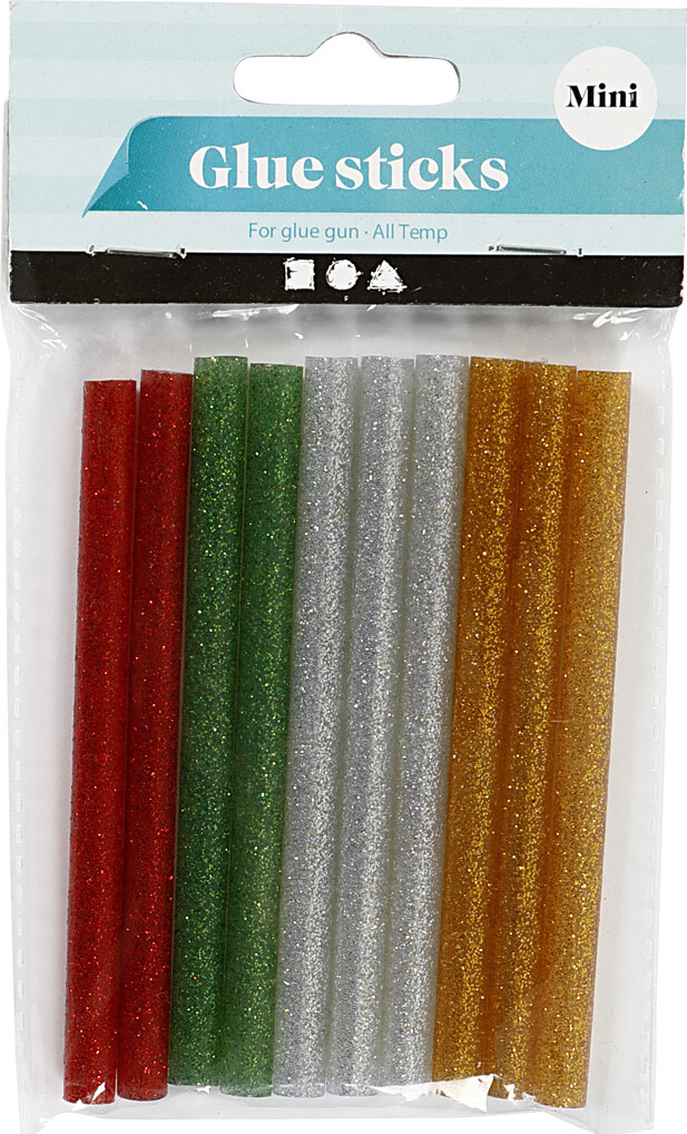 Lim Til Limpistol - L 10 Cm - Glitter - Guld Grøn Rød Sølv - 10 Stk