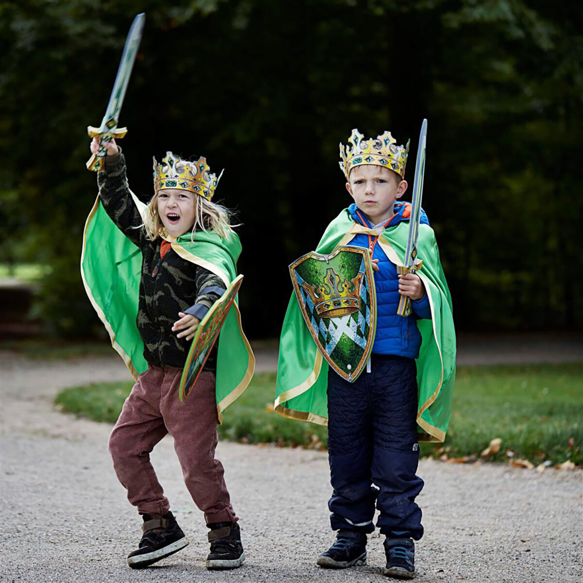 Liontouch - Kappe Udklædning Til Børn - Konge - Grøn