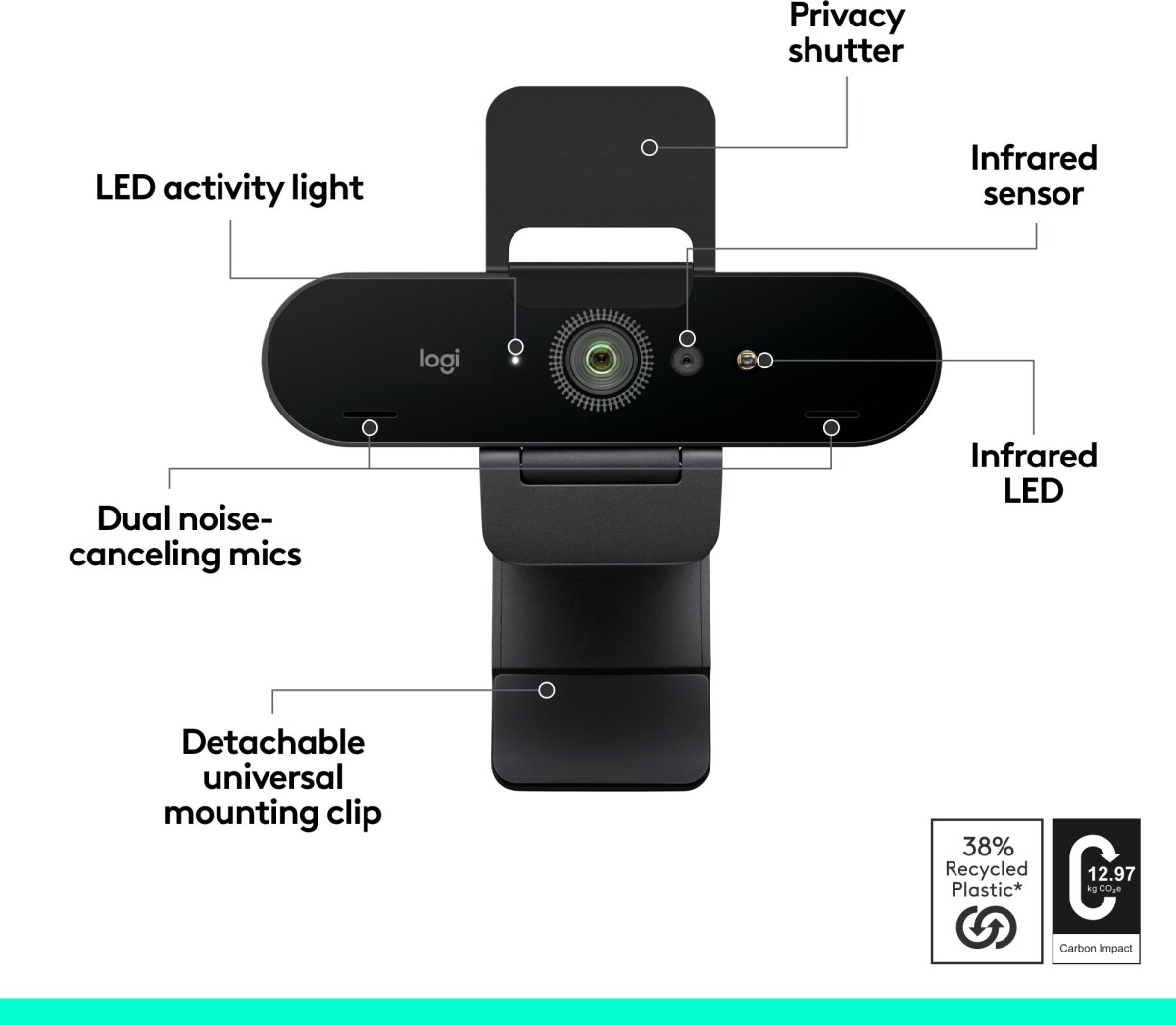 Logitech - Brio 4K Business Webcam - Sort