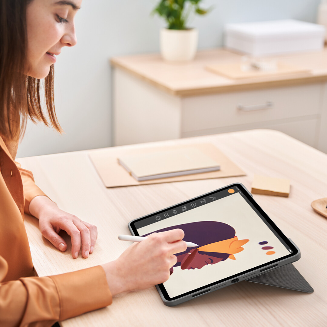 Logitech - Combo Touch Tastatur Cover Til Ipad Pro 12 9 - Grå