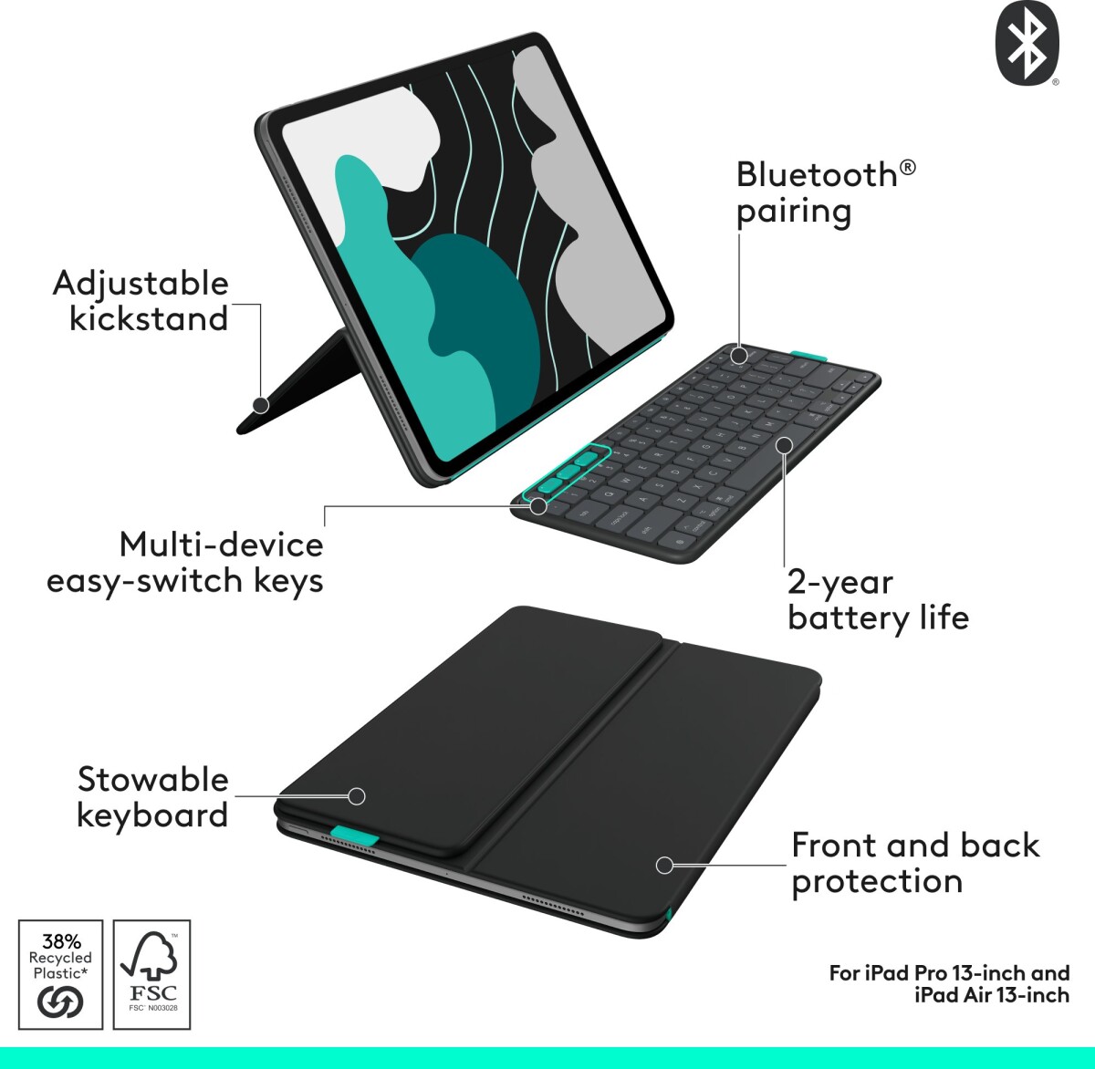 Logitech - Flip Folio Til Ipad Pro Air 13 - Graphite
