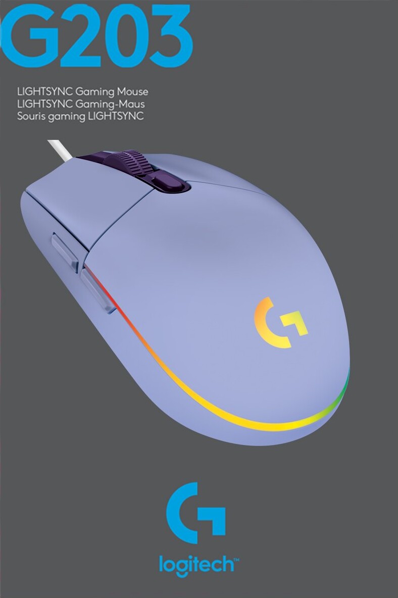 Logitech G203 - Lightsync Gaming Mus - Lilla
