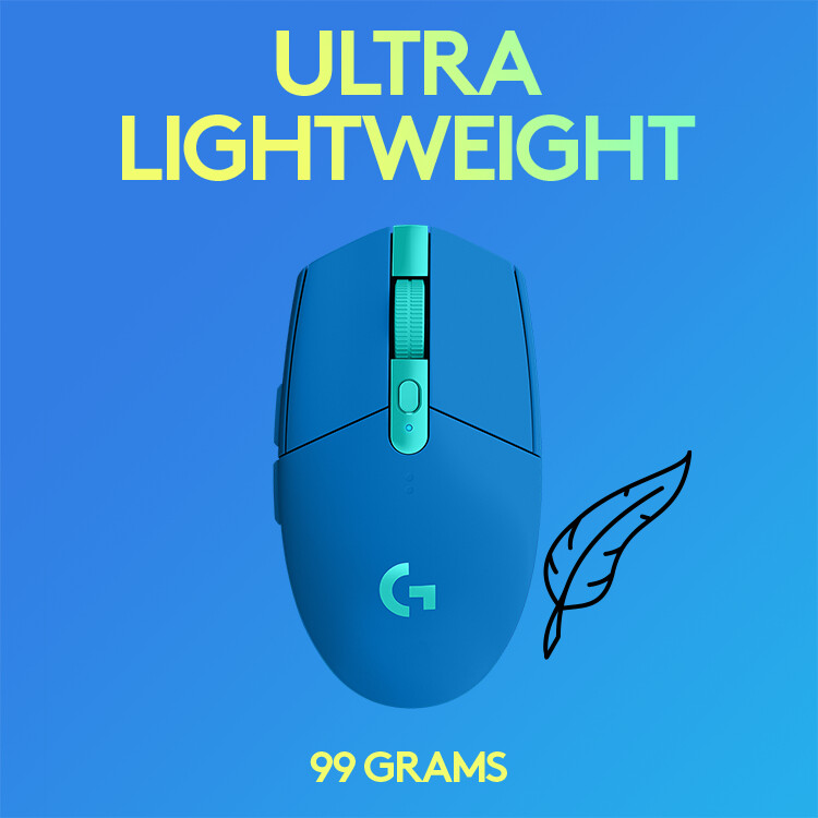 Logitech G305 Lightspeed - Trådløs Gaming Mus - 12000 Dpi - Optisk - Blå