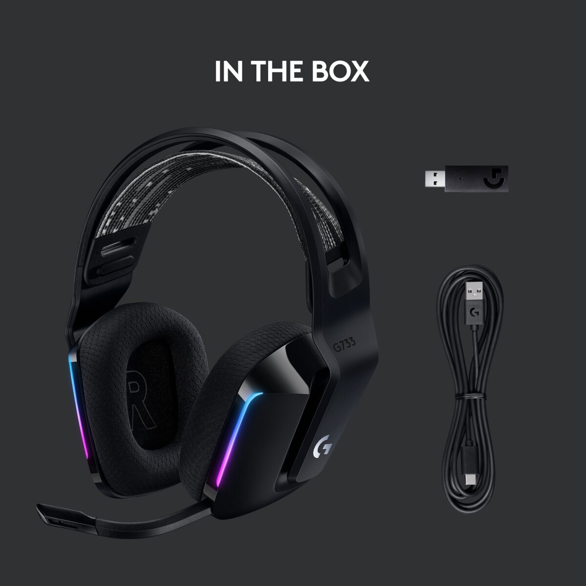 Logitech G733 Lightspeed - Rgb Gaming Headset - Sort