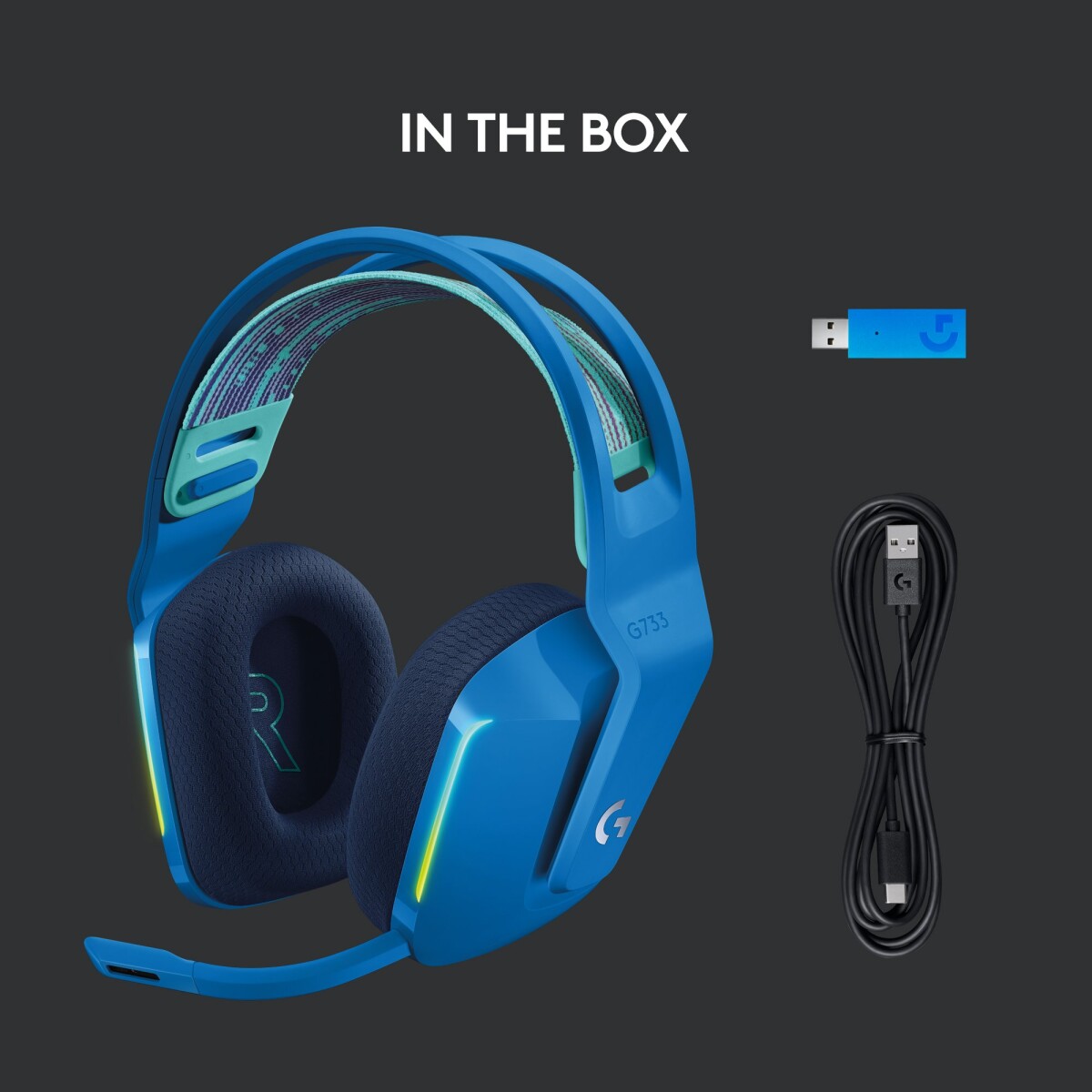 Logitech G733 Lightspeed - Rgb Gaming Headset - Blå