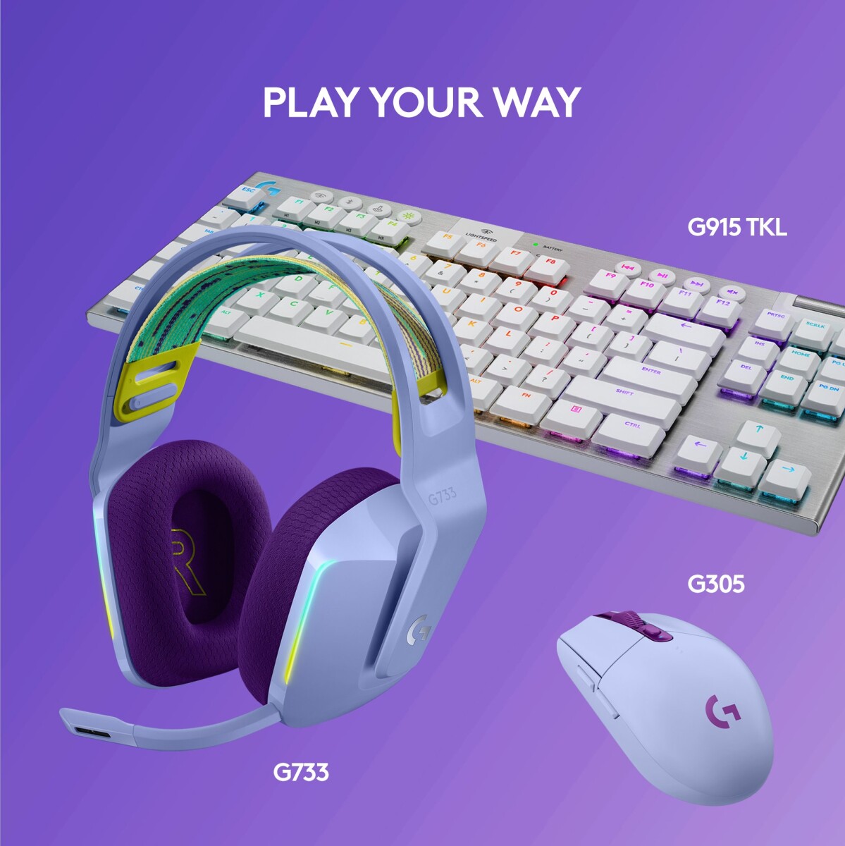 Logitech G733 Lightspeed - Rgb Gaming Headset - Lilla