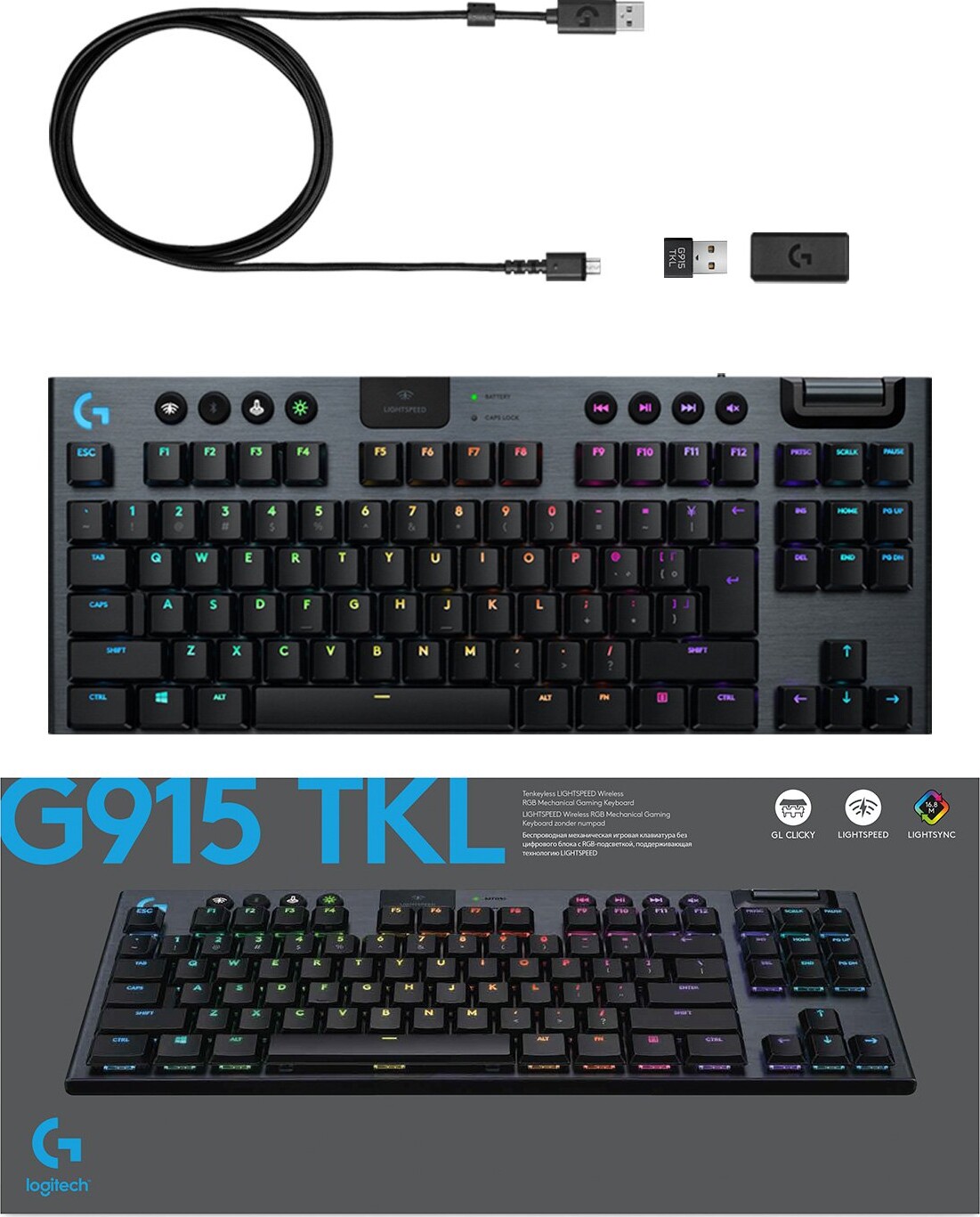 Logitech G915 Lightspeed Tkl Tactile - Gaming Tastatur - Sort