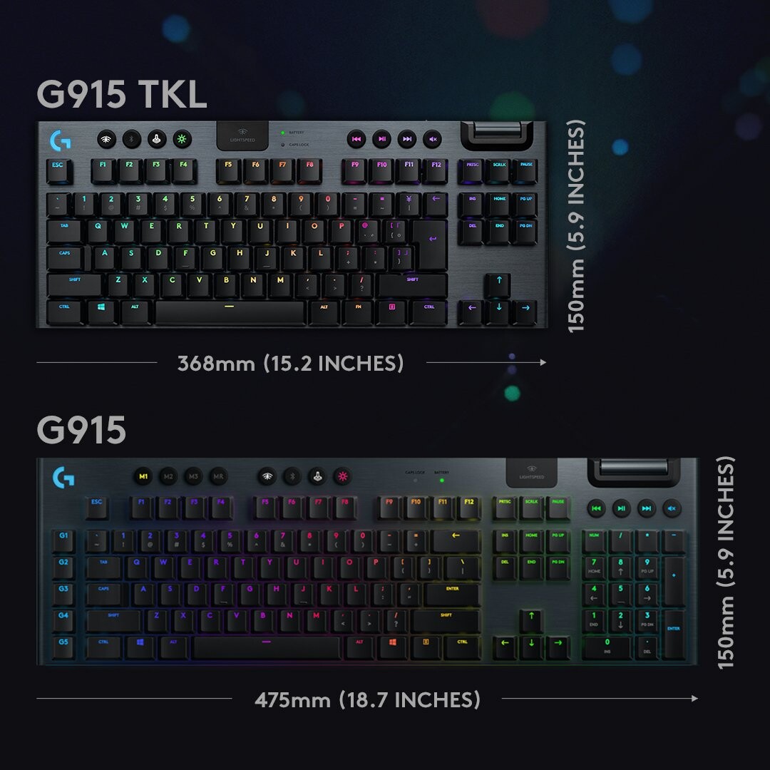Logitech G915 Lightspeed Tkl Tactile - Gaming Tastatur - Sort