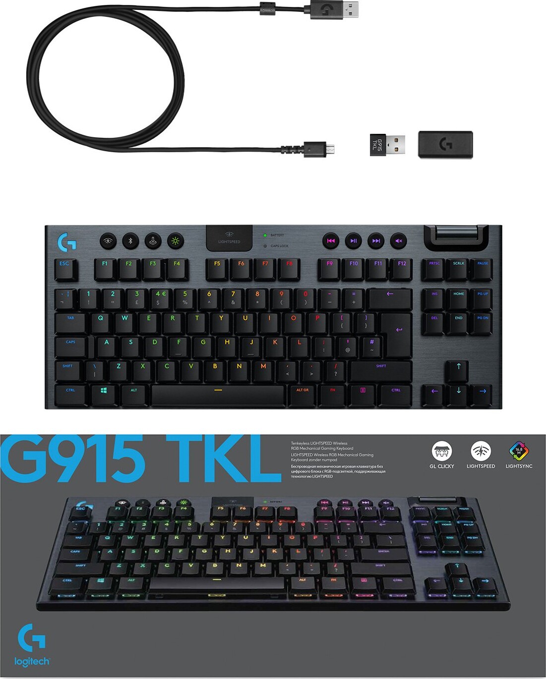 Logitech G915 Lightspeed Tkl Tactile - Gaming Tastatur - Sort