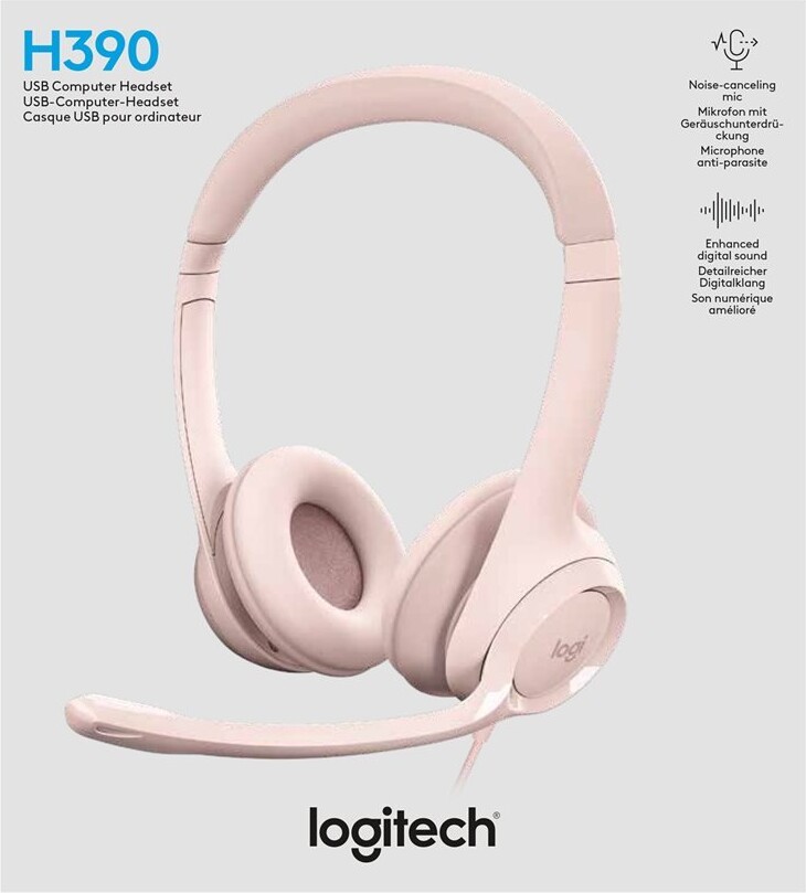 Logitech H390 - Headset Med Mikrofon - Usb Wired - Rosa | Se tilbud og køb  på