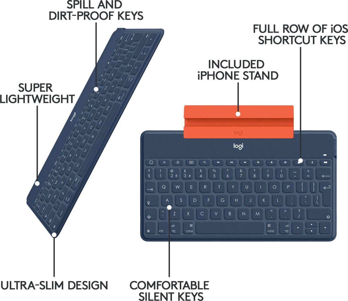 Logitech - Keys To Go - Ultra Slim Keyboard - Blå