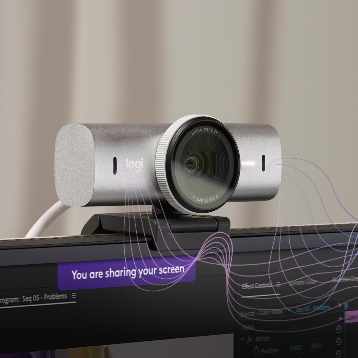 Logitech - Mx Brio Ultra Hd 4K Collaboration And Streaming Webcam - Pale