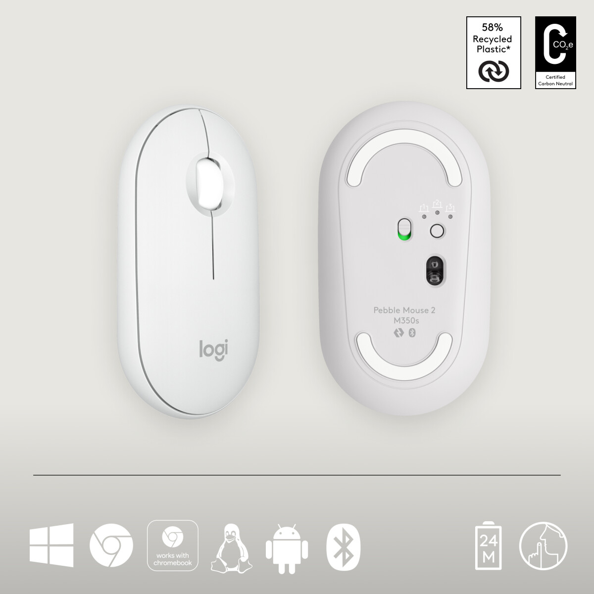 Logitech - Pebble Mouse 2 - M350S