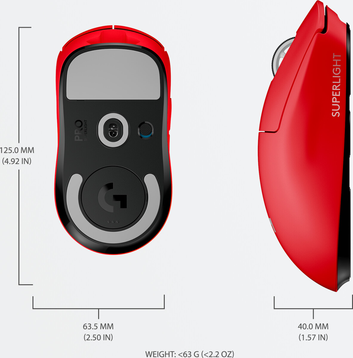 Logitech Pro X Superlight Wireless Gaming Mouse Red Se tilbud og køb på Gucca.dk