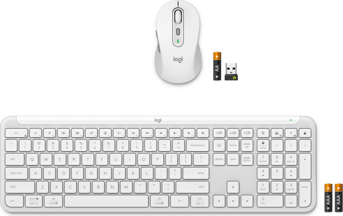 Logitech - Signature Slim Wireless Keyboard And Mouse Combo Mk950 Off-White