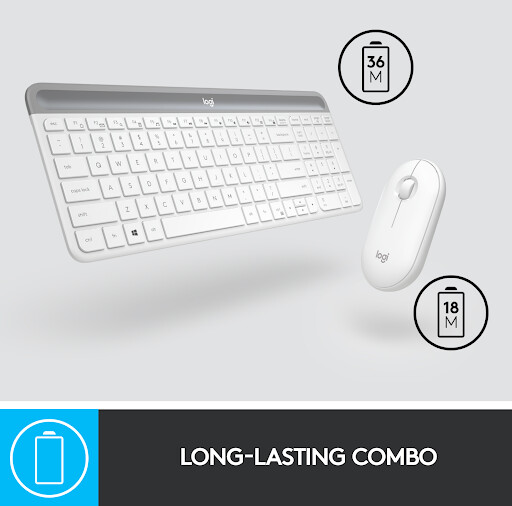 Logitech Mk470 - Trådløs Mus Og Tastatur - Hvid