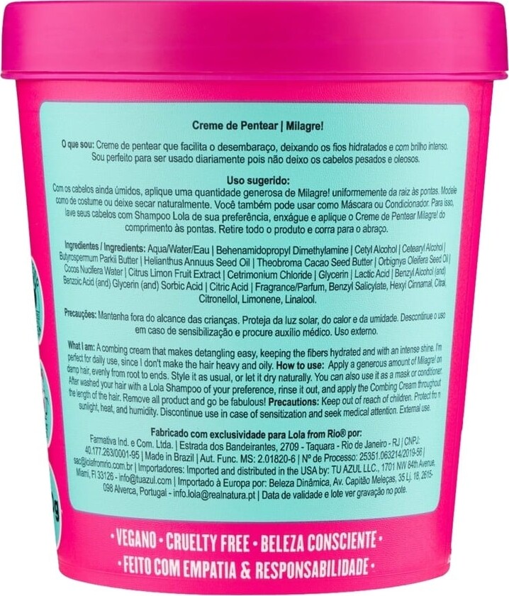 Lola From Rio - Milagre Creme De Pentear 450G
