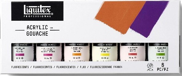 Liquitex - Gouache Akrylmaling Sæt - Fluorescents - 6X59 Ml