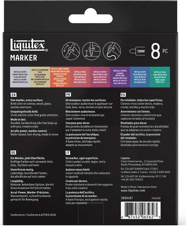 Liquitex - Metallic Marker Set - 2 Mm - 8 Stk