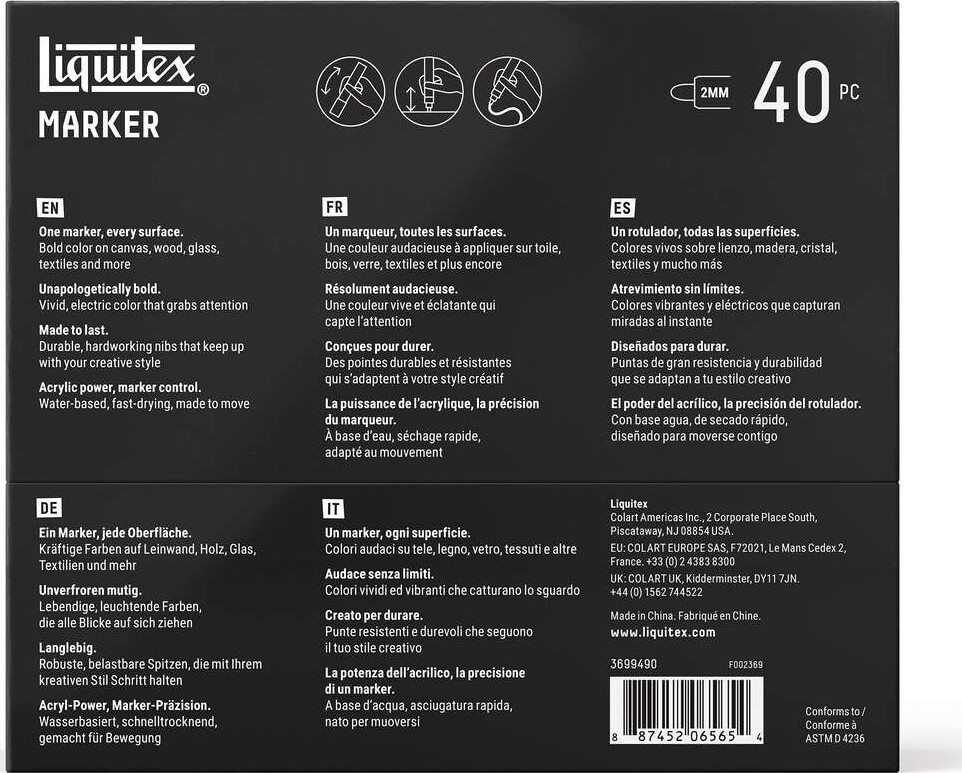 Liquitex - Marker Radical - 2 Mm - 40 Akryl Tusser - Vandbaserede