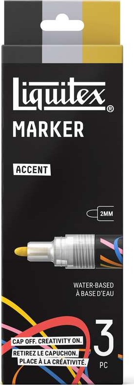 Liquitex - Accent Marker Set - Black Silver Gold - 2 Mm - 3 Stk