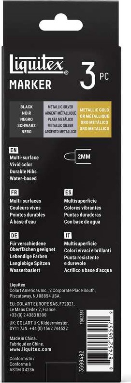 Liquitex - Accent Marker Set - Black Silver Gold - 2 Mm - 3 Stk