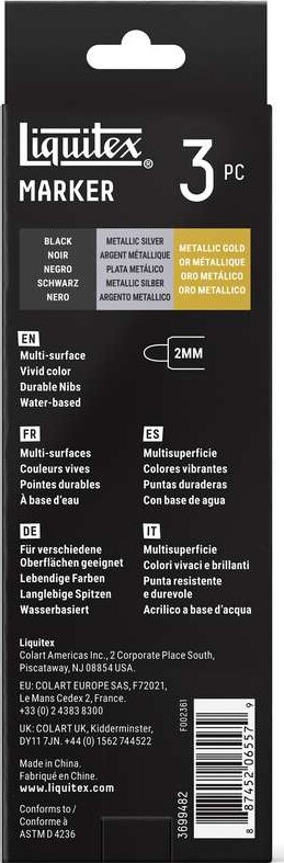 Liquitex - Accent Marker Set - Black Silver Gold - 2 Mm - 3 Stk