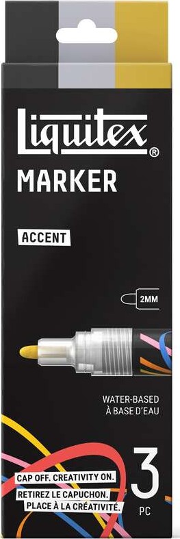 Liquitex - Accent Marker Set - Black Silver Gold - 2 Mm - 3 Stk