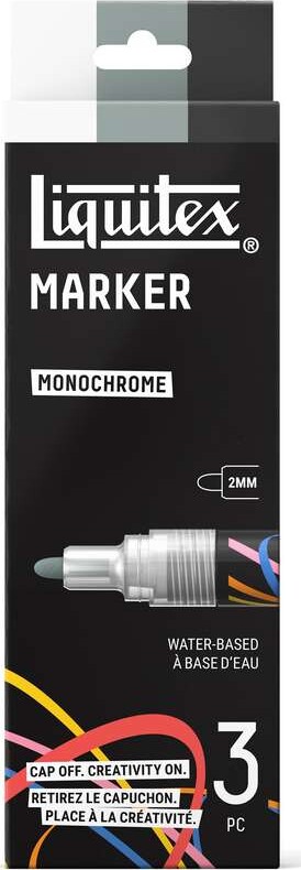 Liquitex - Monochrome Marker Set - White Grey Black - 2 Mm - 3 Stk