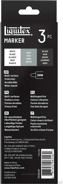 Liquitex - Monochrome Marker Set - White Grey Black - 2 Mm - 3 Stk