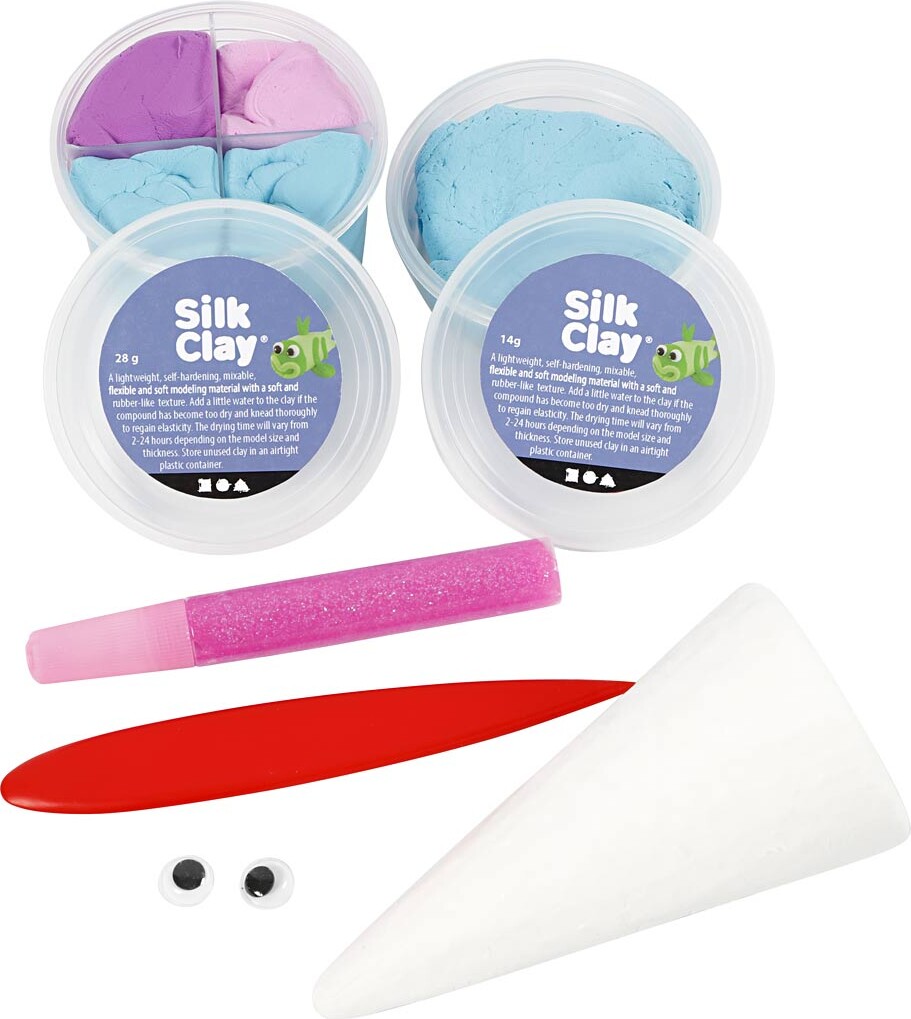 Silk Clay - Diy Kit - Lu-La - F For Får - Lyseblå Pink Og Lilla