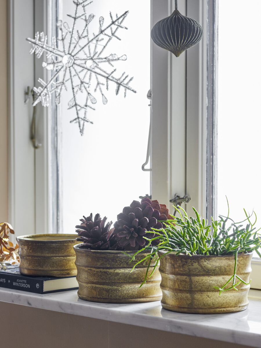 Bloomingville - Lucilla Urtepotteskjuler - Guld - Metal - 3 Stk