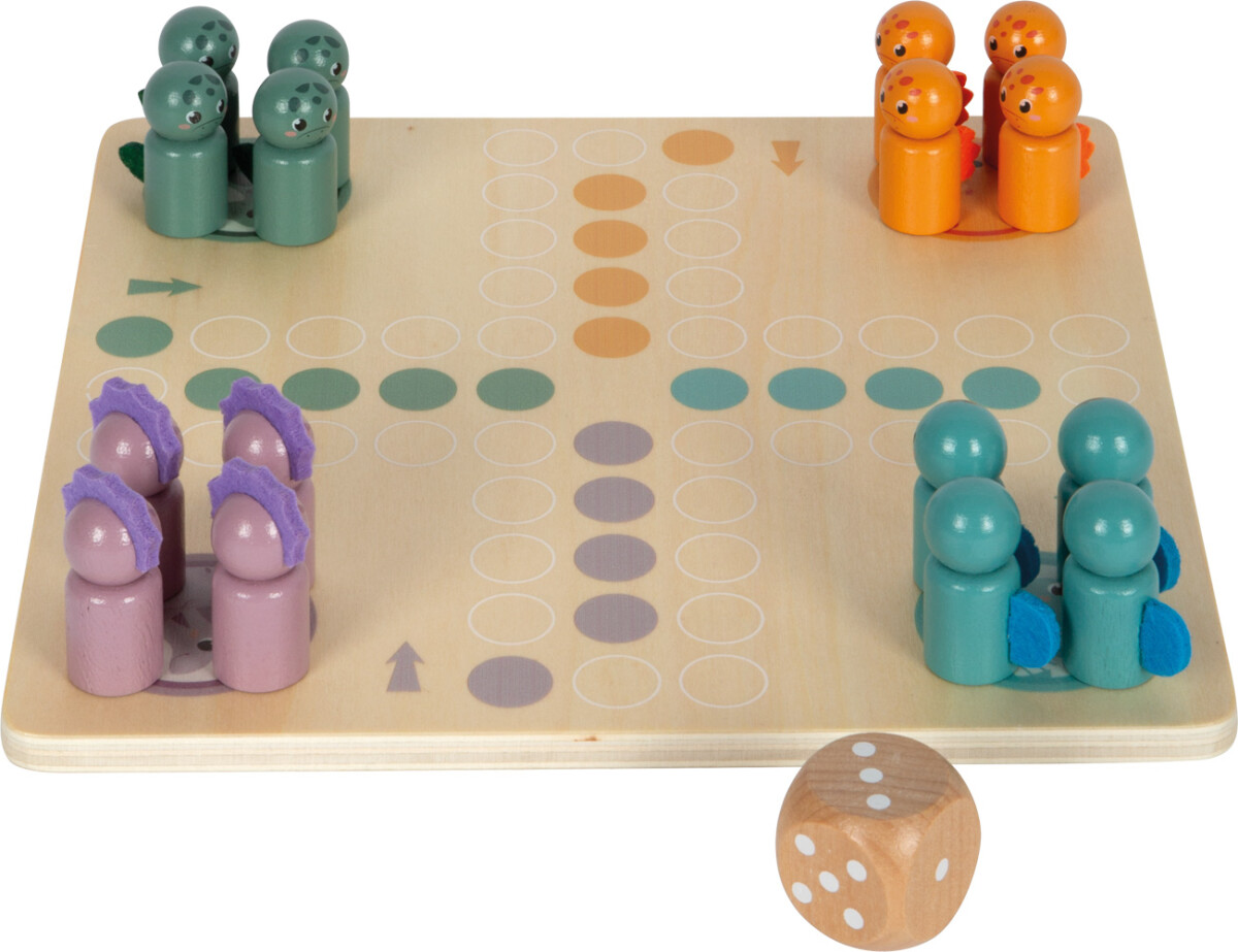 Small Foot - Ludo Brætspil Til Børn - Dinosaur - Træ
