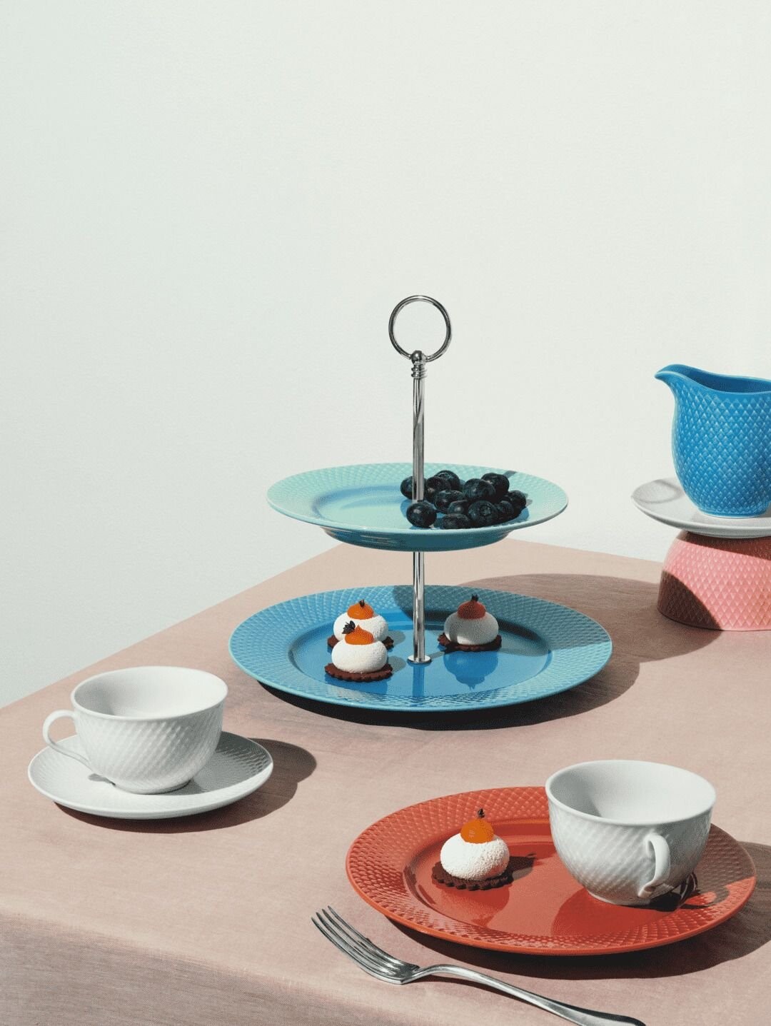 Lyngby Porcelæn - Rhombe Color Etagere 27 Cm - Blue Green