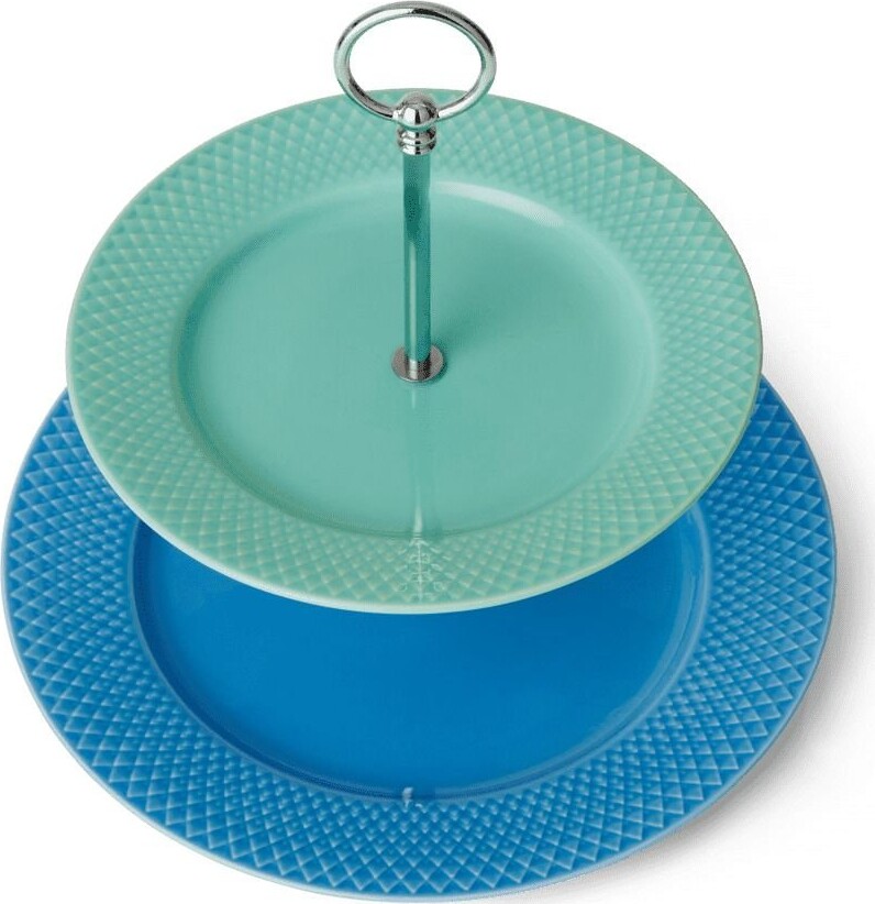 Lyngby Porcelæn - Rhombe Color Etagere 27 Cm - Blue Green