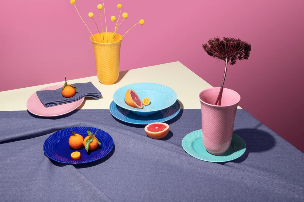 Lyngby Porcelæn - Rhombe Color Ovalt Serveringsfad 28 5X21 5 Cm - Rosa