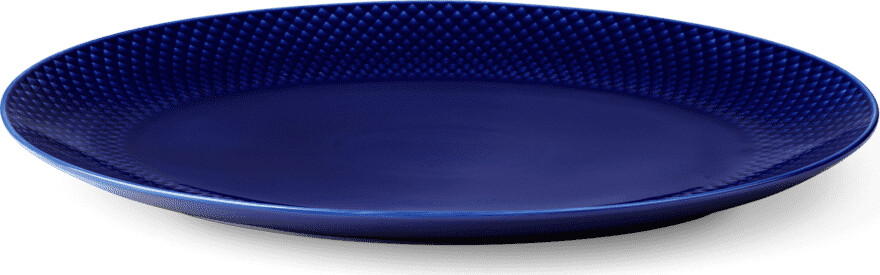 Lyngby Porcelæn - Rhombe Color Ovalt Serveringsfad 35X26 5 Cm - Mørkeblå