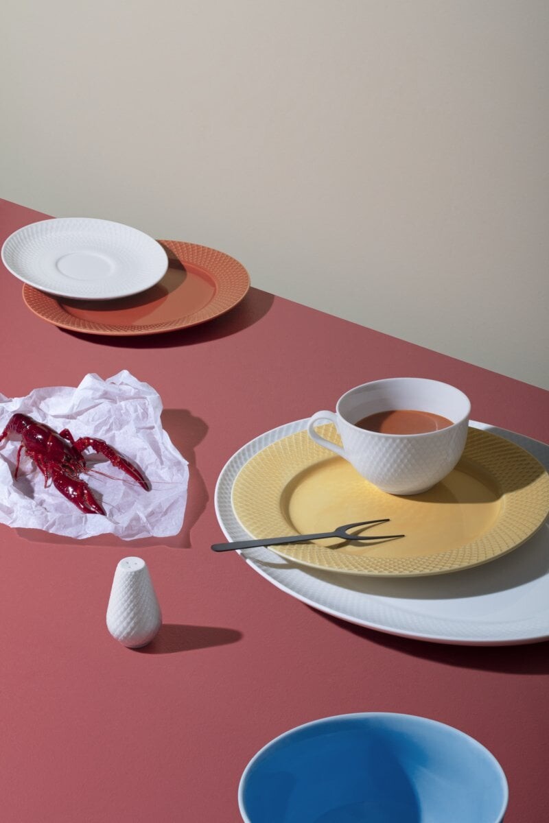 Lyngby Porcelæn - Rhombe Hvidt Ovalt Serveringsfad 42X32 Cm