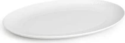 Lyngby Porcelæn - Rhombe Hvidt Ovalt Serveringsfad 42X32 Cm