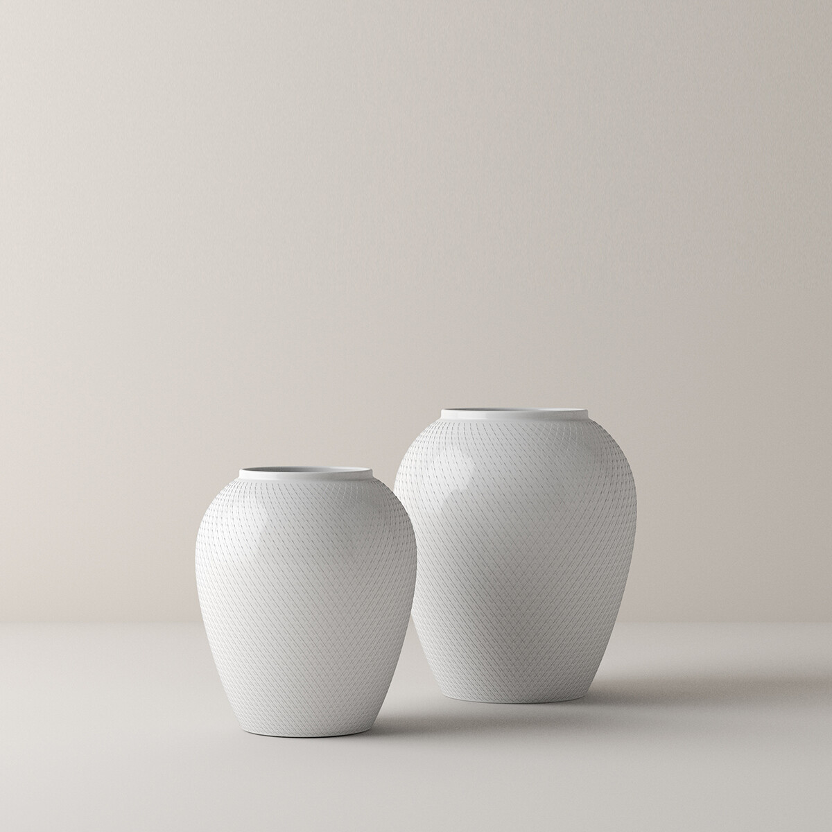 Lyngby Porcelæn - Rhombe White Vase 25Cm