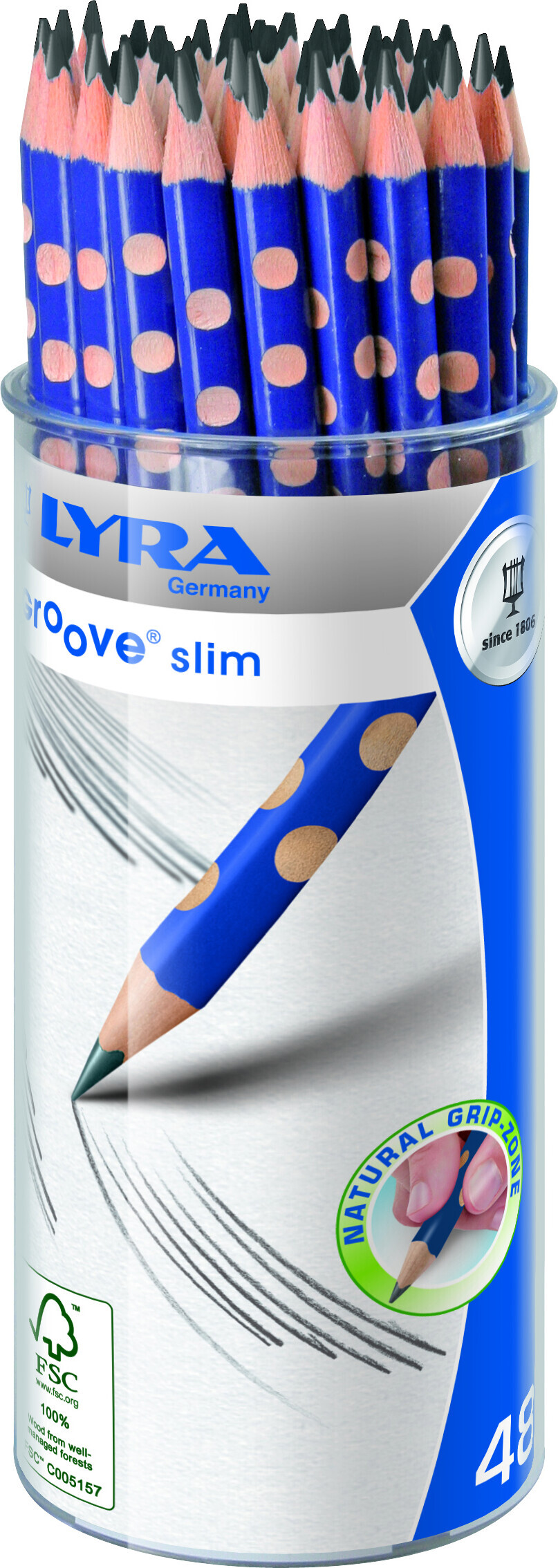 Lyra - Groove Tegneblyant - Hårdhed Hb - Slim - Natural Grip - Blå