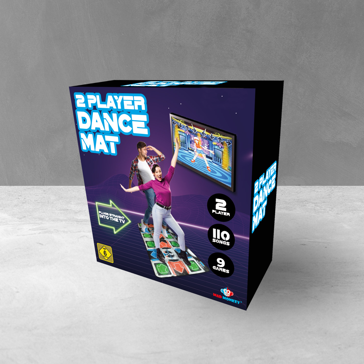 Mad Monkey - Retro Dance Mat - Dansemåtte For 2 Spillere