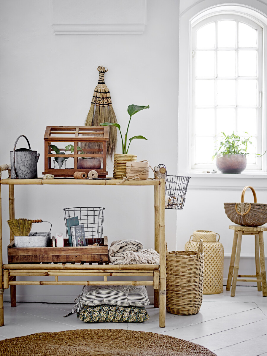 Bloomingville - Madlin Lanterne Med Glas - Natur - Bambus - 2 Stk