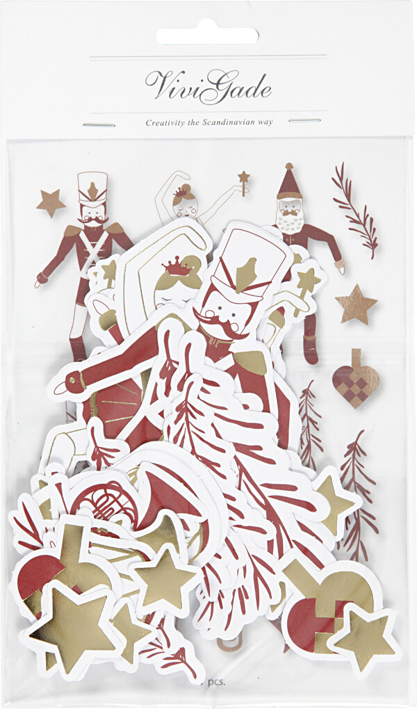 Mærkater - Str 2 2X12 5 Cm - Guld - Rød - Hvid - 57 Stk