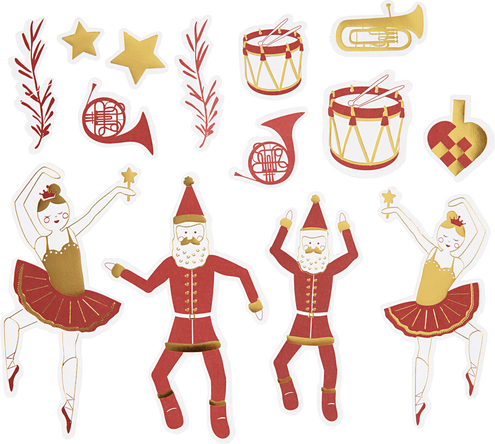 Mærkater - Str 2 2X12 5 Cm - Guld - Rød - Hvid - 57 Stk