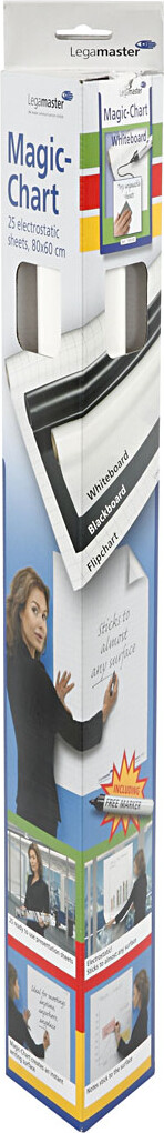Magic Whiteboard Folie - L 80 Cm - B 60 Cm - Hvid - 25 Ark